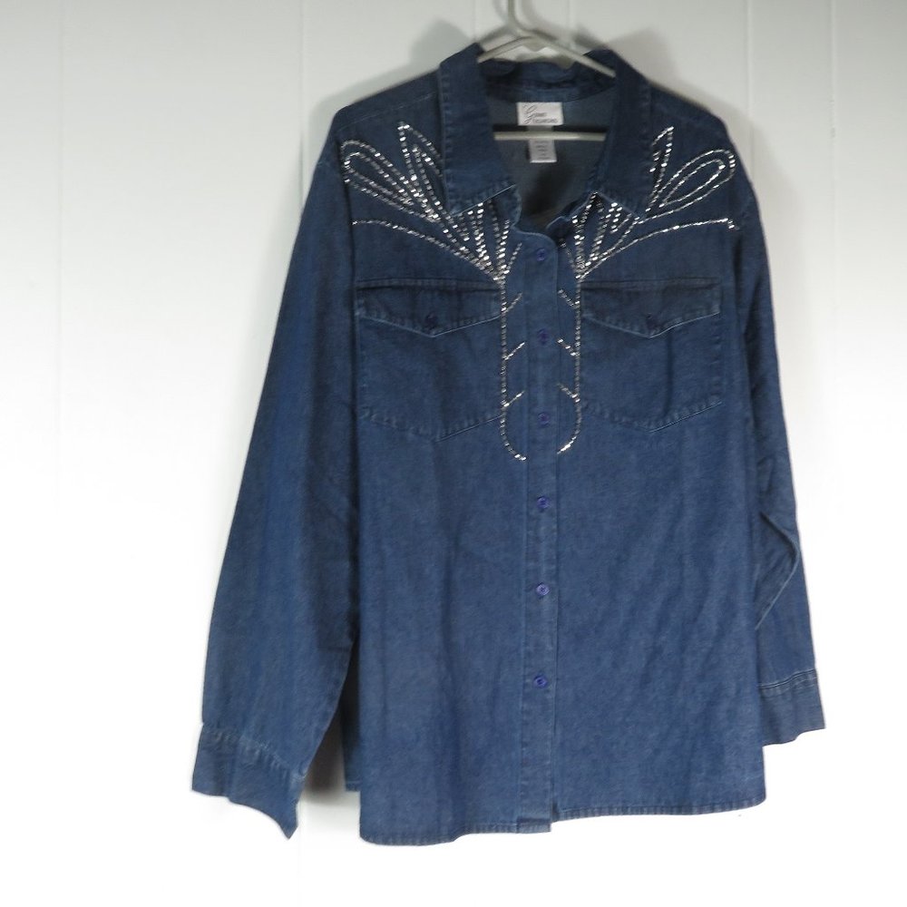Gunit Fashions Denim Jacket Shirt Lightweight Cotton Blue Size 16 NWOT
